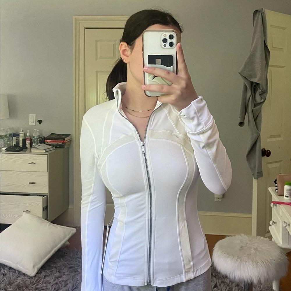 White Lululemon Velvet Flocked Define
Jacket
Size 4